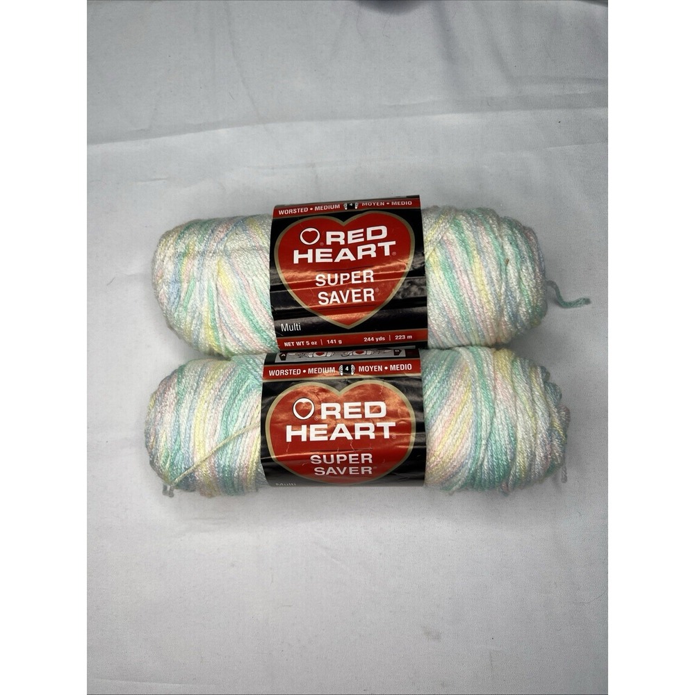 Red Heart Super Saver Baby Print 0345 Yarn 2 Skeins Discontinued Same Dye Lot